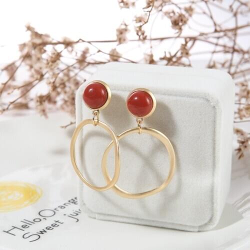 Simple Plating Matte Gold Color Clip on Earrings Fashion Big Circle Hoop Statement Non Pierced Ear Cilps for Women Party Jewelry