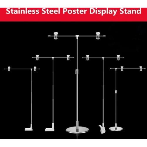 Height Adjustable Poster Stand Stainless Steel Advertising Dack Display Banner Stand Holder Store Counter Display