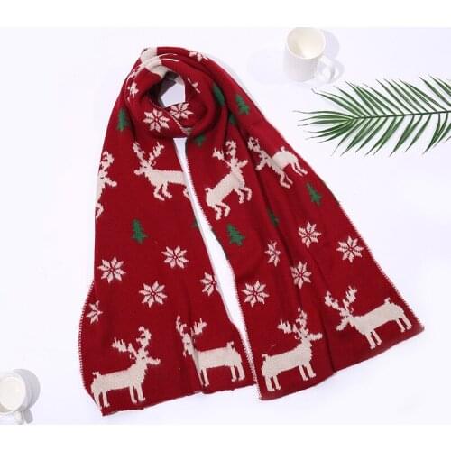 Christmas Sika Deer Scarf Christmas present Autumn Winter Scarf Knitted Wool Keep Warm Scarf WJ17