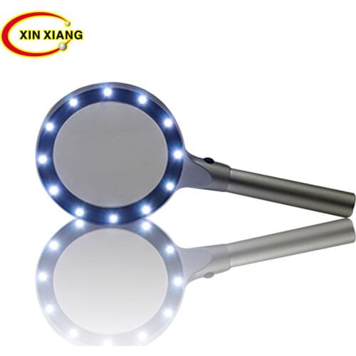 Handheld 12 LED Magnifier 10X Optical Glasses Illuminated Magnifier With LED Light Reading Magnifying Glass Lupa Jewelry Loupe