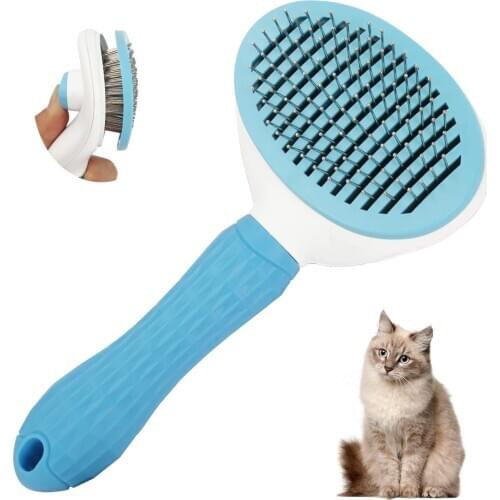 Dog Hair Removal Comb Grooming Brush Stainless Steel Cats Combs Automatic Non-slip Brushs for Dogs Cleaning Supplies