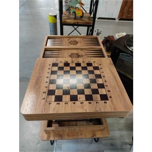 Modern Wood coffee table in the Middle And Backgammon/chess table coffee tables table basse furniture living room table
