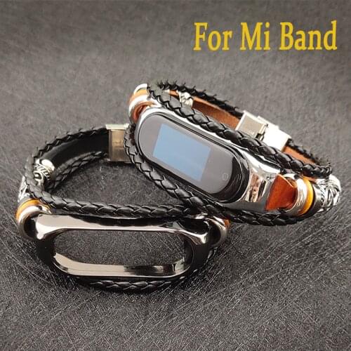 Leather Weave Strap for Xiaomi Mi Band 4 3 clan style bracelet Mi Band 3 4 replacement strap for mi watch straps Nfc Accessories