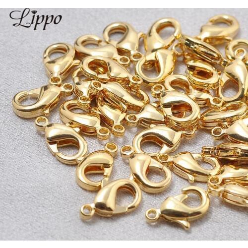 20pcs 6*12mm real gold plated lobster clasp Lead and nickel free lobster clasps necklace bracelet clasp hook bails