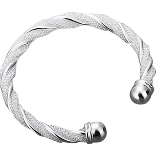 Women\s Fashion Simple Silver Plated Twist Cuff Bangle Open Bracelet Jewelry Gift Opening Bangle Fashion Jewelry Simple Design