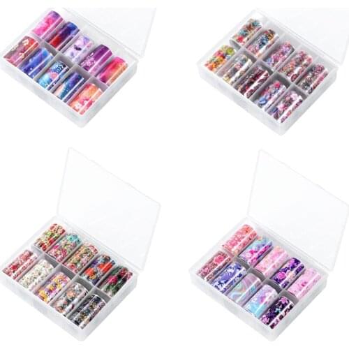 10 Roll/Box Nail Art Transfer Stickers DIY Manicure Decals Flowery Decor