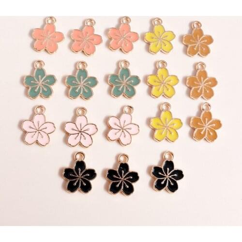 10pcs 12*15mm Enamel Alloy Flower Charms Necklace Earrings Making Pendants DIY Jewelry Findings Plant Craft Supplies Accessories