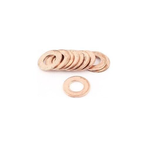 10pcs 7mm Inner Dia 1mm Thickness Copper Flat Washer Ring Seal Fitting Fasteners