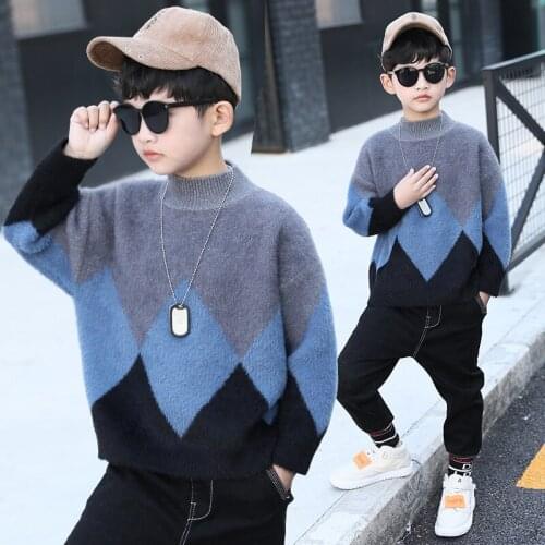 2021 Knitting Spring Autumn Winter Sweater Baby Boys Kids Childrens Warm Plus Velvet Thicken Top High Quality
