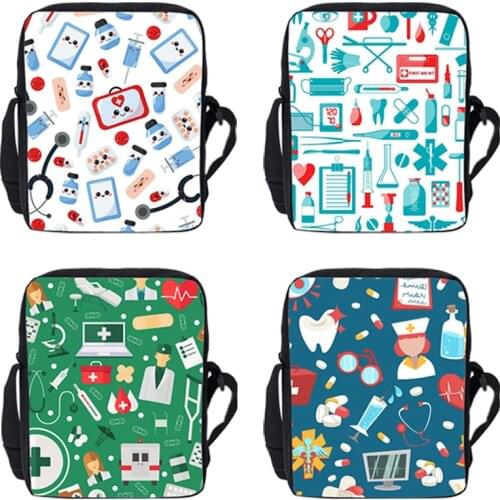 3D Print Nurse ECG Shoulder Bags Girls School Bags Bookbag Ecg Hospital Crossbody Bags Mini Messenger Bag Kids Boys School Gift