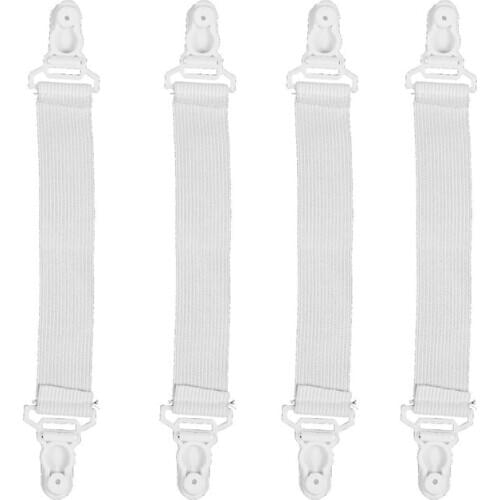 4 Pcs Home White Elastic Mattress Bed Sheet Grippers Clips