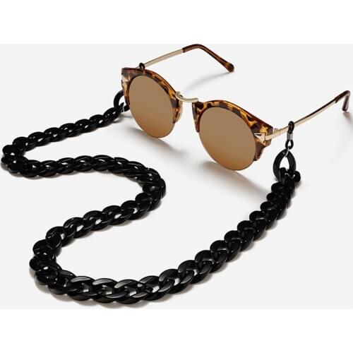QCOOLJLY HOT Fashion Anti-slip Acrylic Sunglasses Chain Womens Men Eyeglass Chains Reading Glasses Chain Eyewear Card Holder Lan