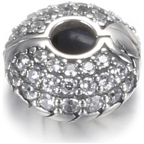 Authentic S925 DIY Jewelry Pave Snake Clips Stoppers Charms fit Lady Bracelets Bangle Crystal Clear CZ