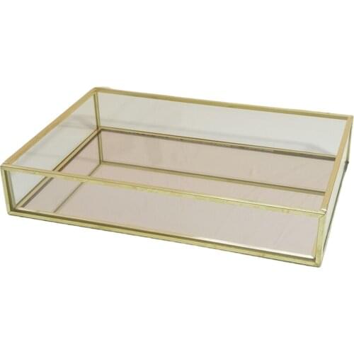 Gold Ho-shaped Mirror Decorative Storage Tray Display Trays for Makeup Plate Kitchen Cosmetics Necklace Bracelet
