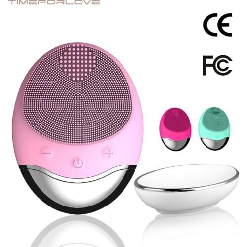 Electric Face Cleaner Sonic Silicone Facial Cleansing Brush Electric Ultrasonic Vibrating Face Massager Mini Pore Deep Cleaning
