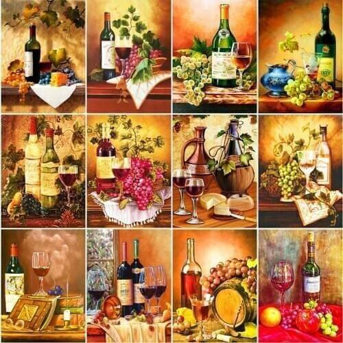 Evershine Diamond Embroidery Fruit And Wine 5D DIY Diamond Painting Cross Stitch Mosaic Rhinestones Kitchen Home Decoration