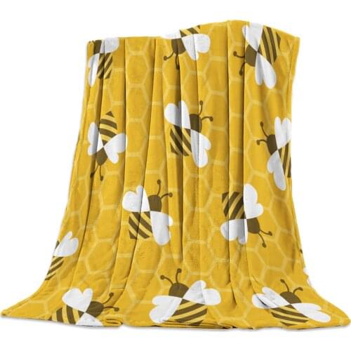 Bee Hive Cute Insect Cartoon Animal Flannel Fleece Bed Blanket Bedspread Coverlet Bed Cover Soft Lightweight Warm Cozy Blankets