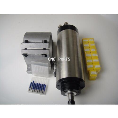 CNC milling spindle ER11 1.5KW water cooling spindle+ 13 pieces ER11 collet+1 piece spindle support+10 pieces cnc engraving bits