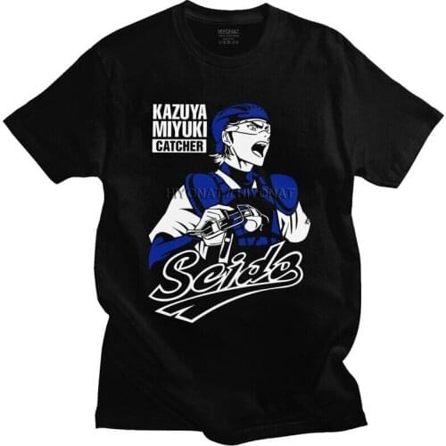 Anime And Manga Ace Of Diamond T Shirt Men Pure Cotton T-shirt Leisure Tee Top Short Sleeved Diamond No Ace Kazuya Miyuki Tshirt