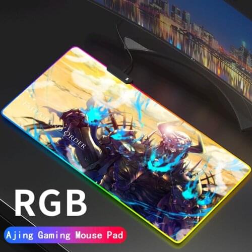 FGO Sexy Anime Girl Gaming Computer Mousepad RGB Large Gamer Fate/Grand Order Mouse Carpet Big Pad PC Desk Play Mat with Backlit