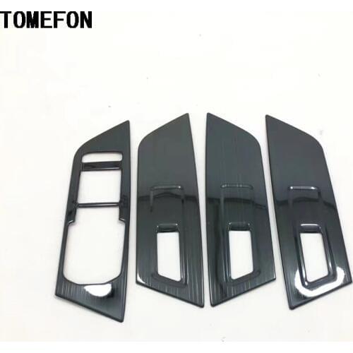 TOMEFON For Skoda Karoq 2017 2018 2019 LHD Stainless Steel Black Window Glass Lifting Buttons Panel Decoration Trim