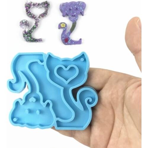 Cats Dogs Keychain Epoxy Resin Mold Jewelry Pendant Silicone Mould DIY Crafts Decorations Casting Tools
