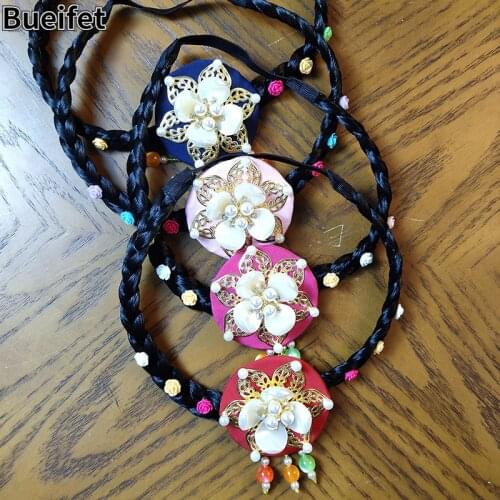 Korean Hanbok Minority Costume Show Headwear Ancient Costumes Women Hanbok Dress Accessories for Adult Children Birthday Gifts