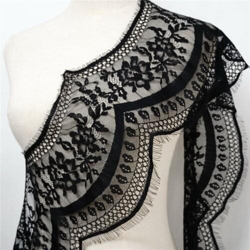 White Black Floral Embroidered Eyelash Lace Ribbon for Garment Decoration and DIY Craft Lace Trimming 3 Yards
