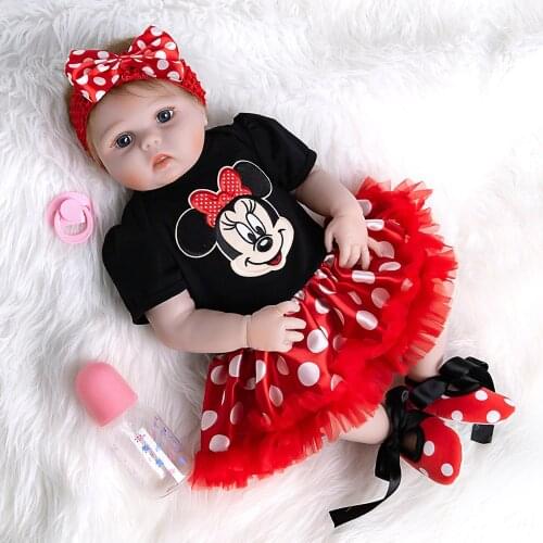 56cm Full Silicone Doll Bathable Cartoon Newborn Baby Dolls Girl Toy Reborn Vinyl Girls Children Toys
