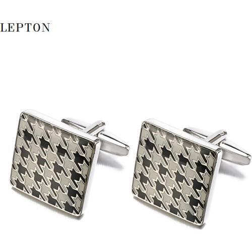 Lepton Square Enamel cufflinks male French shirt cuff cuff links High Quality Brand Men Jewelry Wedding Groom Mens Cuff Links