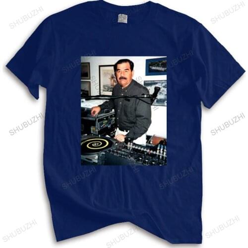 Cotton Tshirt Men Crew Neck Tops DJ Saddam Hussein 35 Tshirt Technics 1200 Iraq House EDM Hip Hop Unisex Teeshirt Euro Size