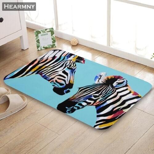 Custom Zebra Art Doormat Floor/Bath/Kitchen/Beach Mat Flannel Sponge Fabric 3D Printed Shaggy Decoration For Bedroom
