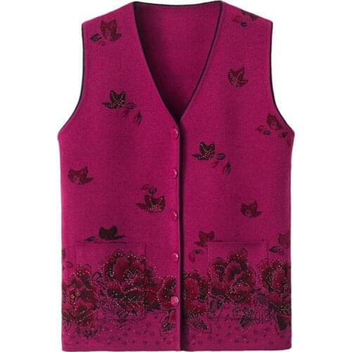 New Autumn Wool V-neck Sweater Vest Womens Sweater Mom Sleeveless Sweater Women Knitted Sweater Vests for Women Y2k Casual Tops