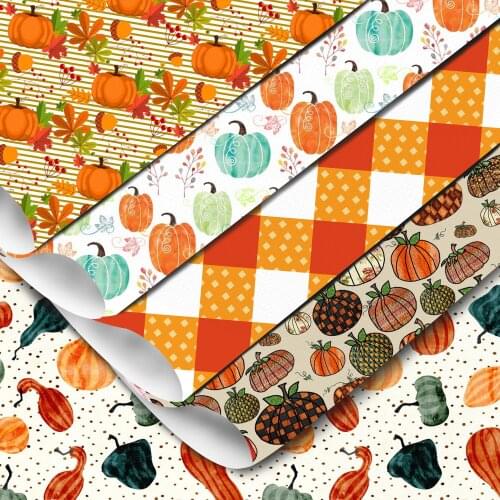 Thanksgiving Day Orange Series Faux Synthetic Sheets For Hair Bows Gift Home Decoration DIY Crafts Handmade Vinyl Turkey