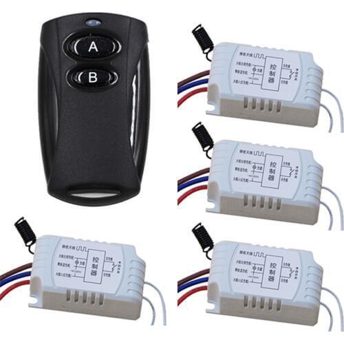 Manual Wireless Remote Control Switch Teleswitch RF Remote Consoles For LED Lighting Lamp 4 X Receiver +1 Transmitter