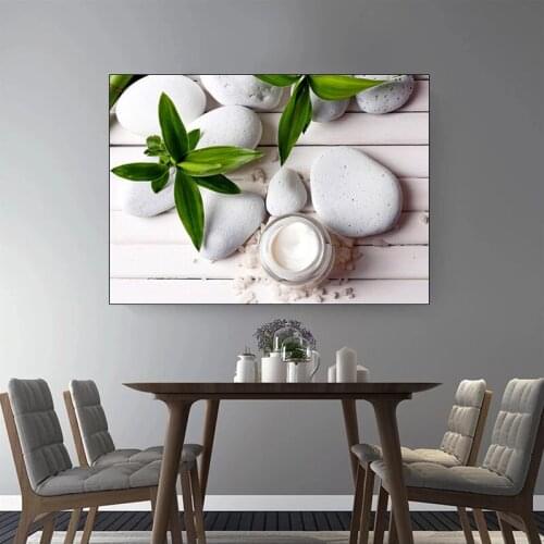 Modern Spa Stones Zen Candles Aromatherapy Orchid Flower Canvas Painiting Posters Print Wall Art Picture for Bathroom Home Decor