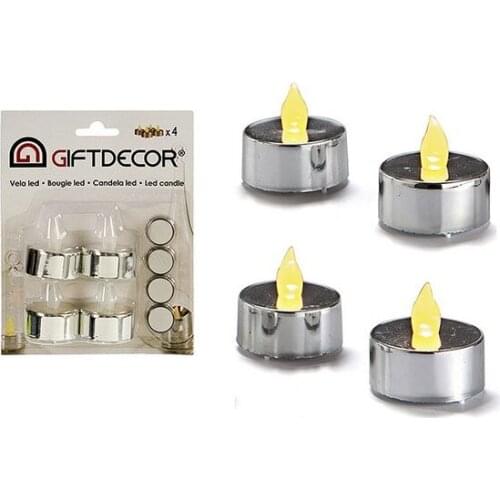 LED Candle (4 Pieces) Silver