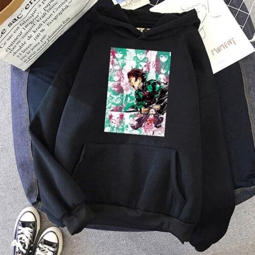 Anime Demon Slayer Kimetsu No Yaiba Sweatshirt Men Women Harajuku Hip Hop Hoodies Tanjiro Kamado Pullover Long Sleeve Hoodies