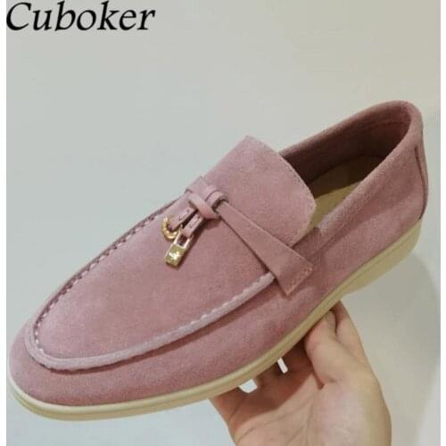 Hot Sale Women Flat Causal Loafers Round Toe Ladies Slip-On Mules Lock Decor Brand Runway Summer Walking Shoes For Women Mujer