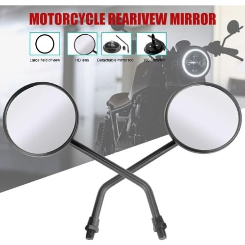 Universal motorcycle mirrors chrome black round long stem Motorbike Motorcycle Bicycle Rearview Mirrors 10mm specchietti moto