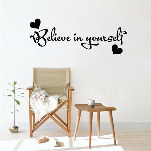 Believe In Yourself Positive Inspiring Poster Mural Vinyl Art Removable Wall Sticker Girls Boys Room Decoration LX166