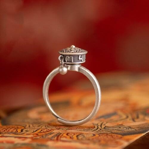 Vintage Spinner Rings Jewelry For Women Finger Ring womens Rings Trend Rotatable Lotus Anti Stress Buddhism Ring Anillos Mujer