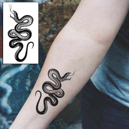 Temporary Tattoo Stickers Black Snake Wolf Fox Gun Knife Totem Fake Tattoos Waterproof Tatoos Arm Belly Small Size for Women Men