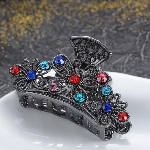 Vintage Hair Crab Clip Wedding Hair Accessories Charm Rhinestone Crystal Butterfly Hair Claws For Women Peacock Hair Jewelry NEW