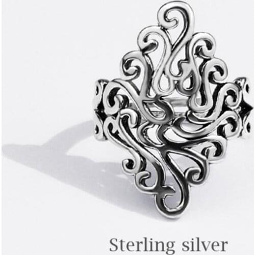 Sole Memory Vintage Leaves Thai Silver 925 Sterling Silver Female Resizable Opening Rings SRI895