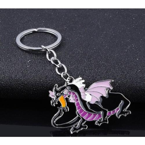 Movie Maleficent Dragon Keychain Keyring for Women Men Kids Christmas Gift Cosplay Jewelry