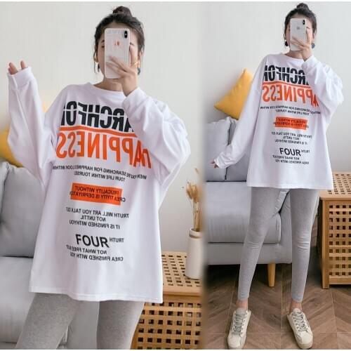 1803# Maternity Clothes Spring Autumn Cotton Pregnant Women Suit Letter Printing Pants Suit