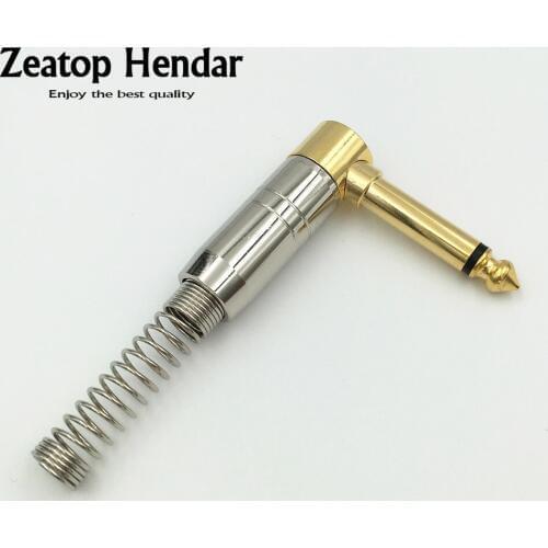 5Pcs 90Degree Angle 6.35mm Mono Audio Plug Jack Amplifier Microphone Plug King Protection Device with Spring