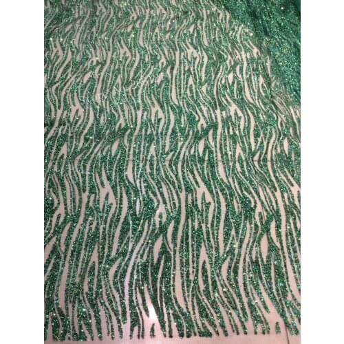 5 yards with glued glitter on sale embroidery mesh material BZL-61626 for evening dress in green color