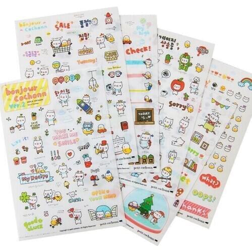 6 Sheet Cartoon Pig Transparent Calendar Diary Book Sticker Scrapbook Decoration For Notebook Motorcycle Computer Mobile Phone